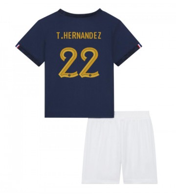 Frankrike Theo Hernandez #22 Hemmakläder Barn VM 2022 Kortärmad (+ Korta byxor)